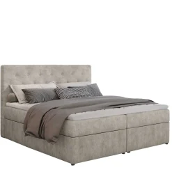 Stauraum Bett in Cremeweiß Stoffbezug - Annely