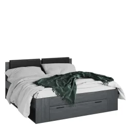 Stauraum Doppelbett in Eiche Grau - Carika