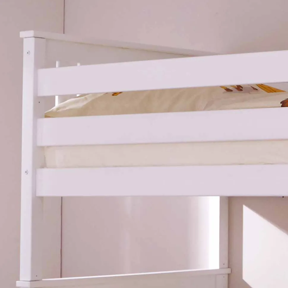 Stauraum Etagenbett in Weiß Forcia aus Kiefernholz