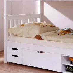 Stauraum Etagenbett in Weiß Forcia aus Kiefernholz