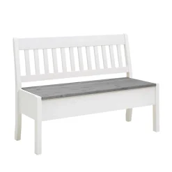 Stauraum Holzbank in Weiß & Grau - Ovidos