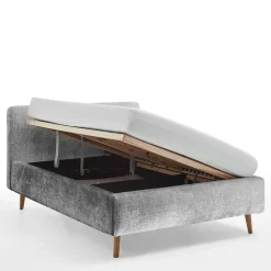 Stauraum Polsterbett aus Boucle in Grau - Tasso
