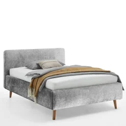 Stauraum Polsterbett aus Boucle in Grau - Tasso