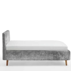 Stauraum Polsterbett aus Boucle in Grau - Tasso