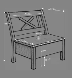 Stauraum Sitzbank Jytte aus Kiefer Grau mit Braun
