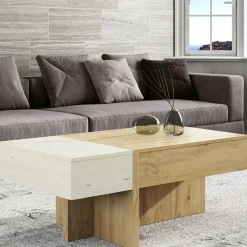 Stauraum Sofatisch in Wildeiche & Creme - Tara