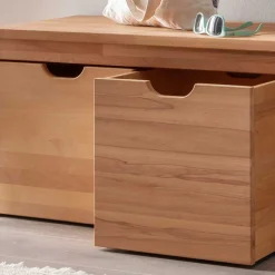 Stauraumbank mit 3 Kisten aus Buche - Shimousa