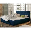 Stauraumbett aus Velours Dunkelblau - Dorisa