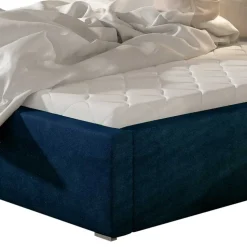 Stauraumbett aus Velours Dunkelblau - Dorisa