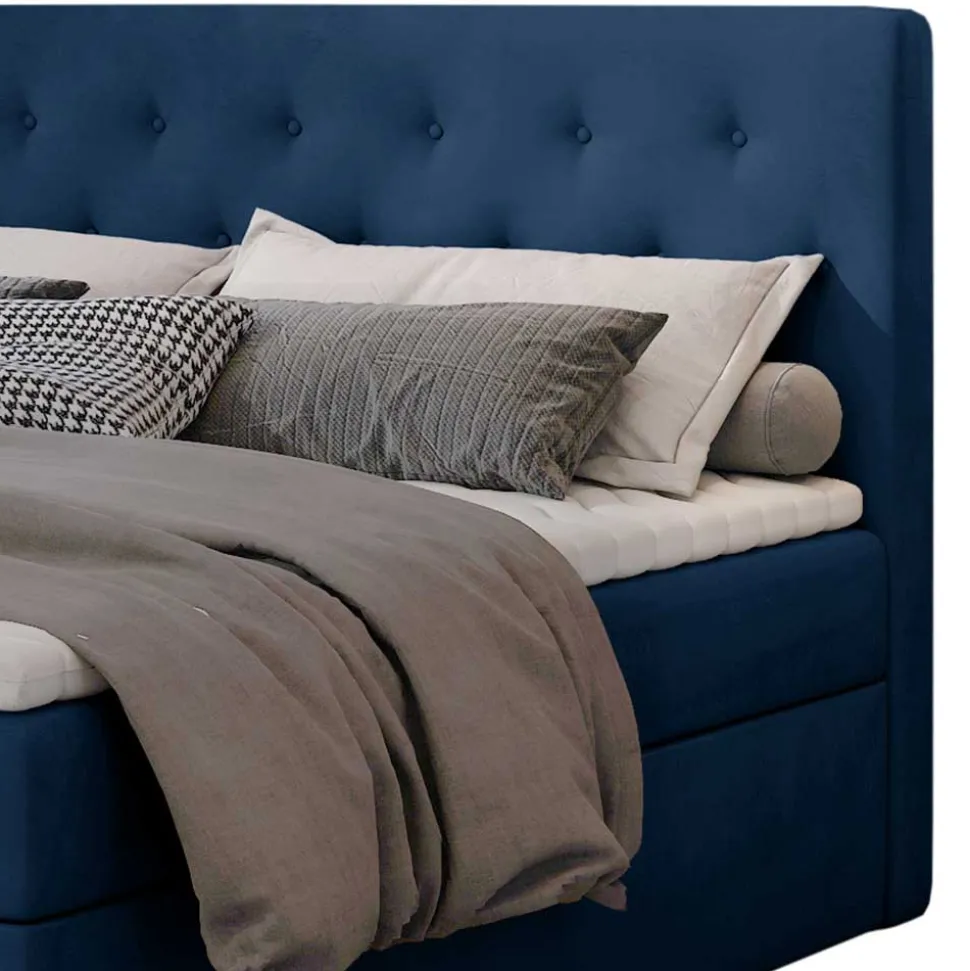 Stauraumbett in Dunkelblau Samtbezug - Sipano