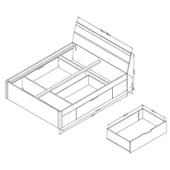 Stauraumbett in Eiche San Remo Dekor - Duno