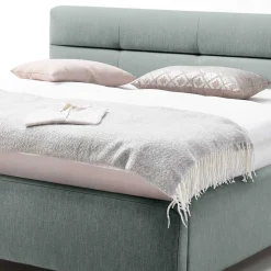 Stauraumbett in hellem Blau & Eiche - Armele