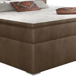 Stauraum-Polsterbett in Hellbraun Samt - Iceline