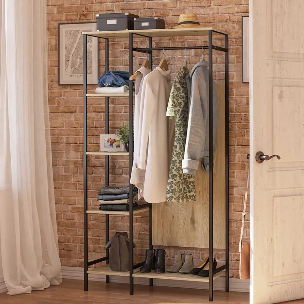 Stehende Garderobe in Holzoptik Natur - Xaidon