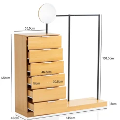 Stehende Garderobe mit sechs Schubladen - Jannick