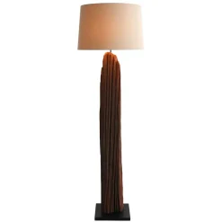 Stehlampe mit Stoffschirm und Treibholz Stele - Duvianco