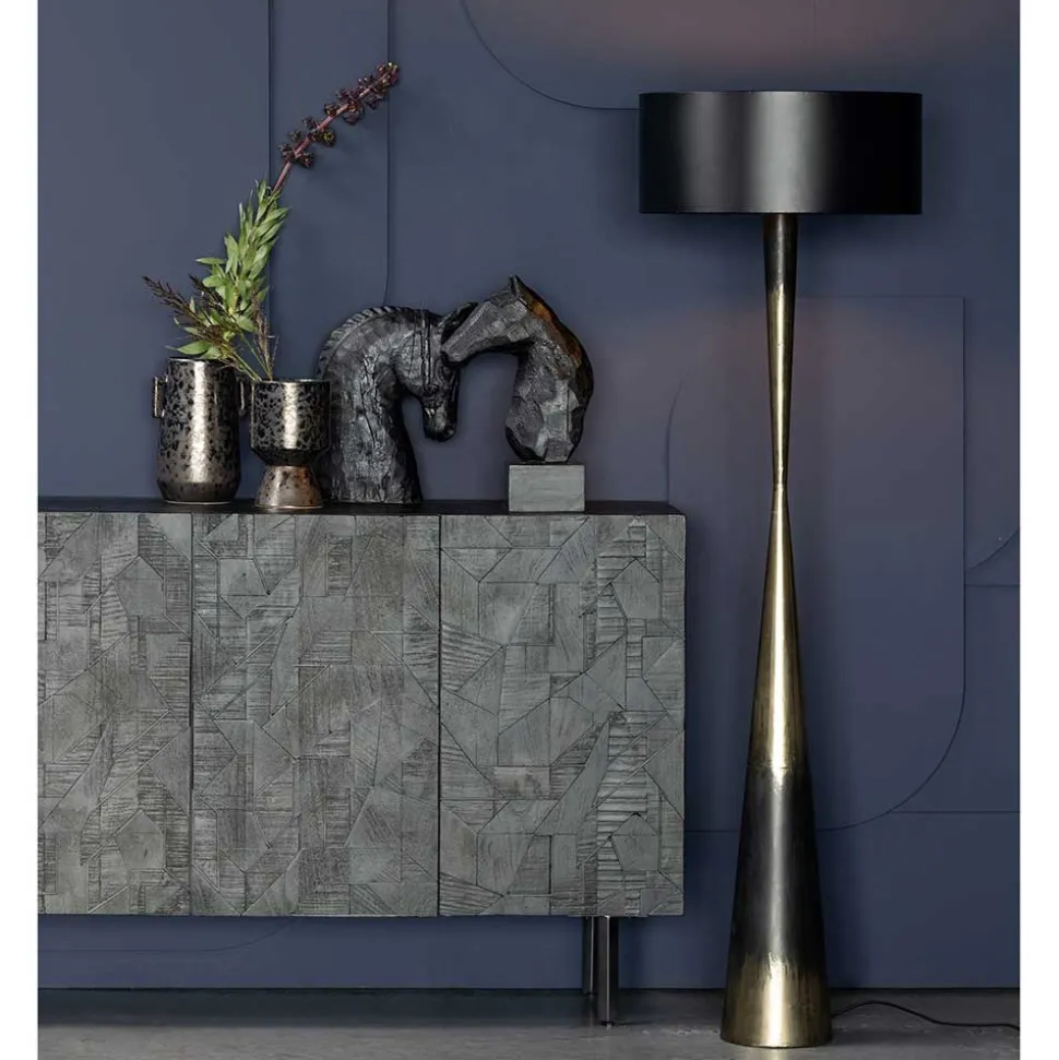 Stehleuchte in Schwarz & Messing - Moridado