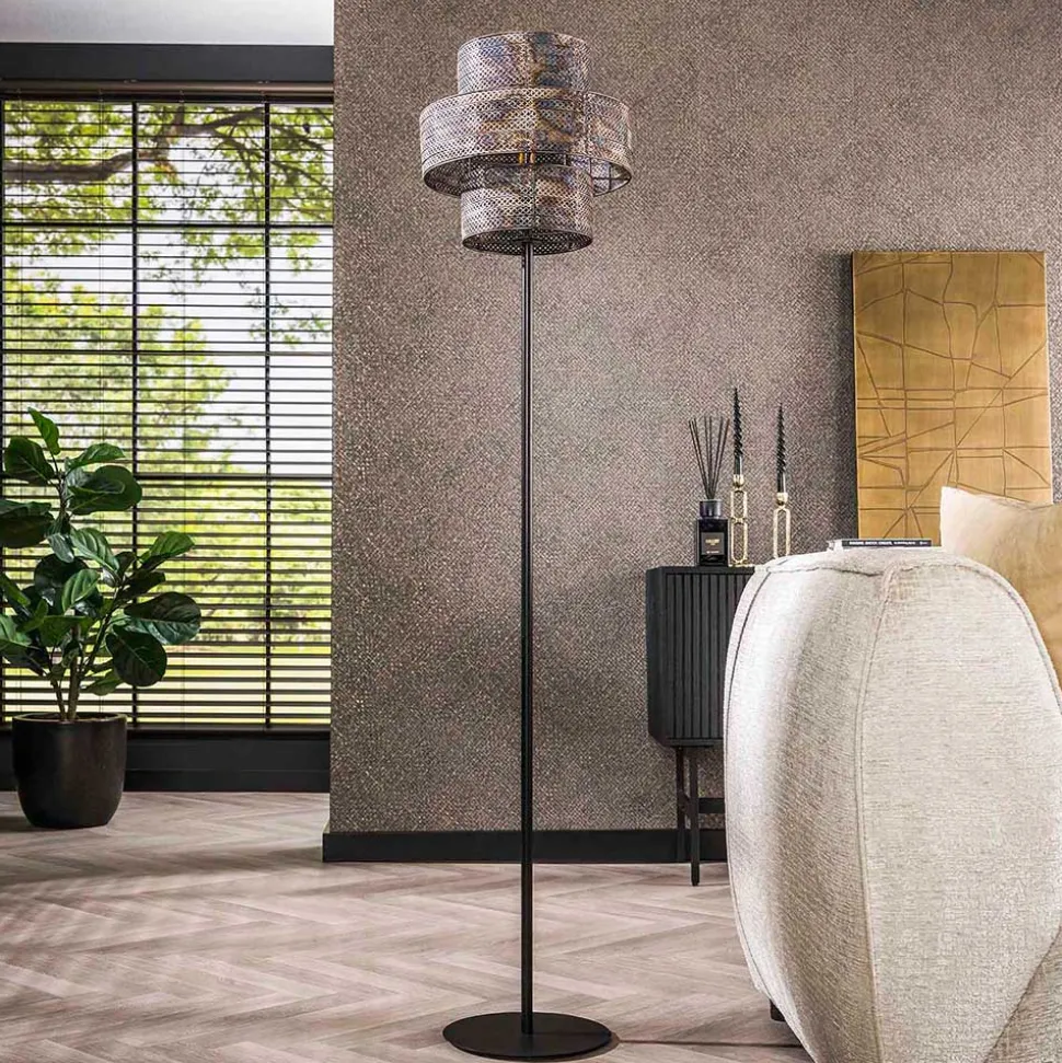 Stehleuchte in Schwarzbraun Metall - Three