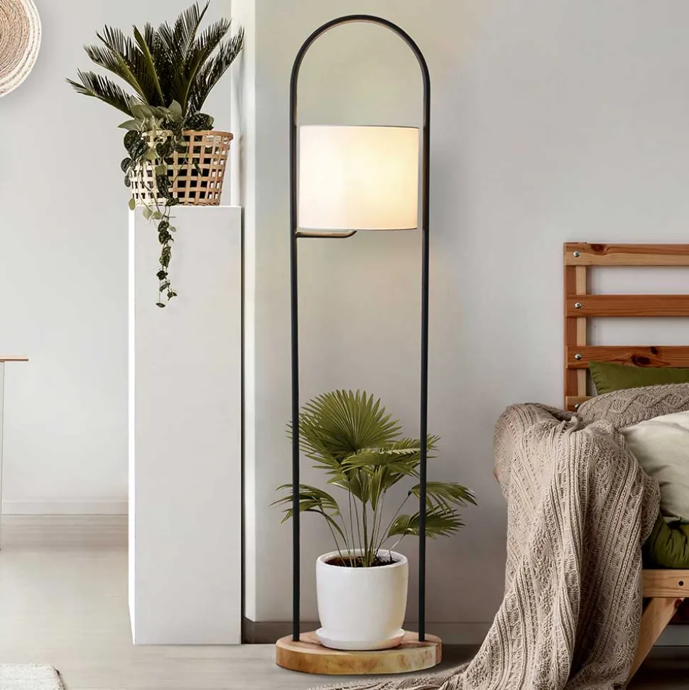 Stehleuchte mit Stoffschirm Creme - Abrahams