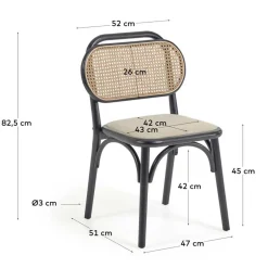 Stühle aus Ulme & Rattan & Stoff - Boxtan (2er Set)