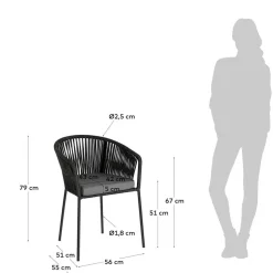 Stühle mit Kordelgeflecht in Schwarz - Gesdana (4er Set)