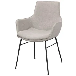 Stoff Armlehnenstuhl in Hellgrau - Jackon (2er Set)