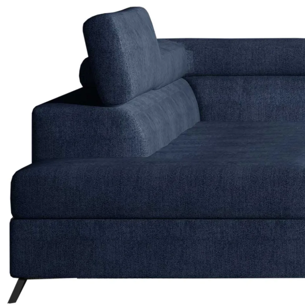 Stoff Dreisitzer Ecksofa in Blaugrau - Crosbys