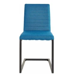 Stoff Freischwinger Stuhl in Petrol Blau - Isakina (2er Set)