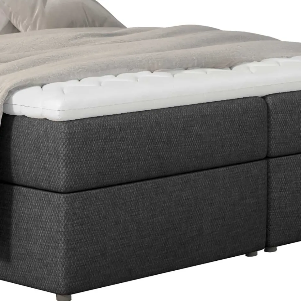 Stoffbett in Dunkelgrau mit Stauraum - Detroit
