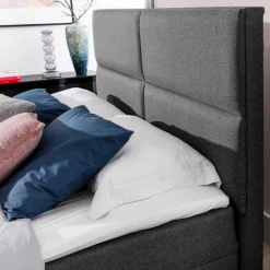 Stoffbett in Dunkelgrau mit Stauraum - Detroit