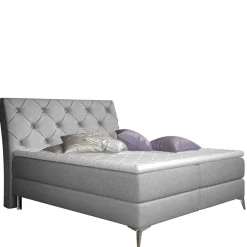 Stoffbett mit Stauraum in Grau - Rentascia