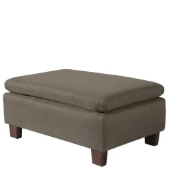 Stoffhocker in Beigegrau und Nussbaum - Abecra