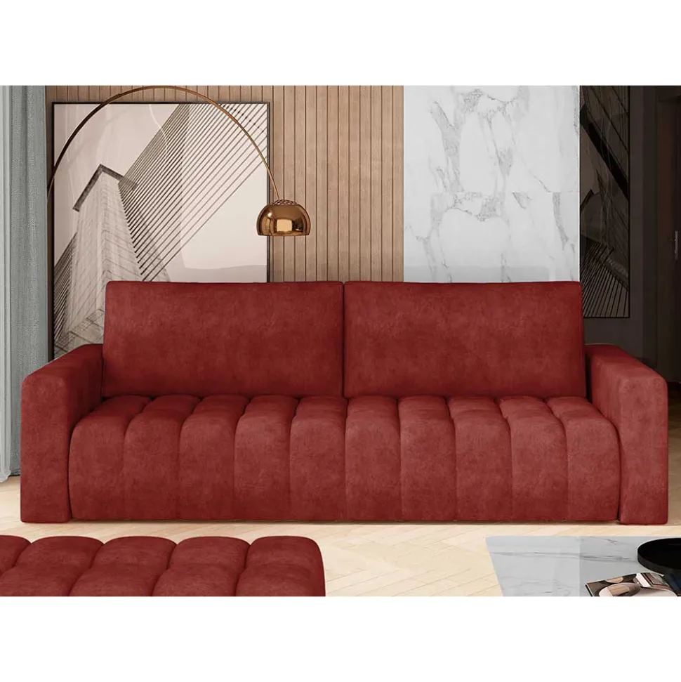 Stoff-Schlafcouch in Rotbraun Vintage Optik - Yallaz