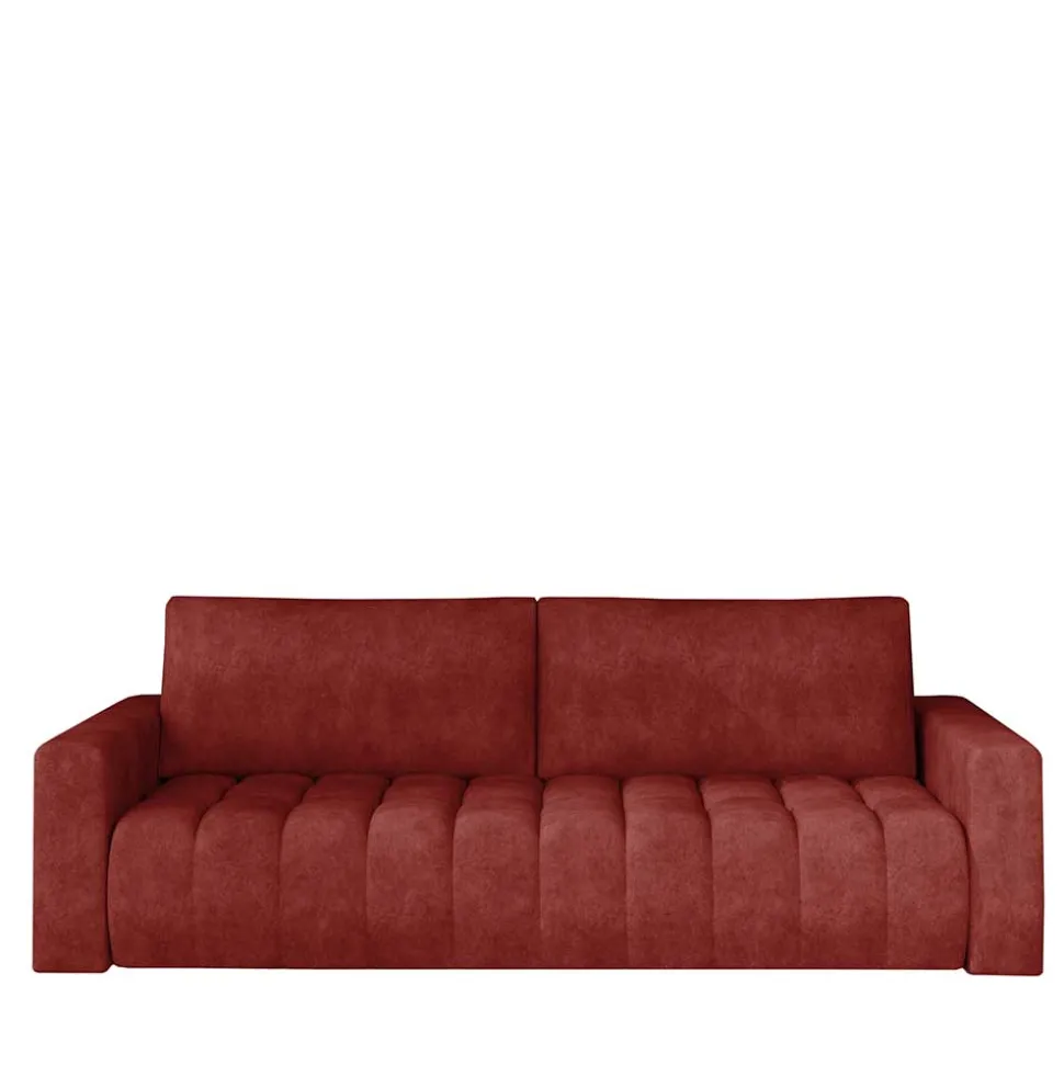 Stoff-Schlafcouch in Rotbraun Vintage Optik - Yallaz