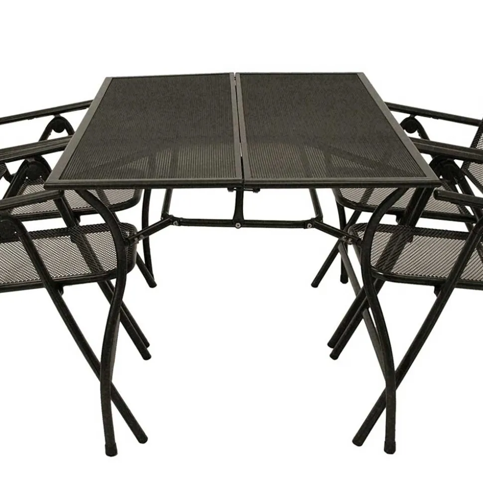 Streckmetall Gartentisch mit 4 Klappstühlen - Postumo (fünfteilig)