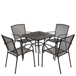 Streckmetall Tischgruppe in Anthrazit - Comanos (fünfteilig)