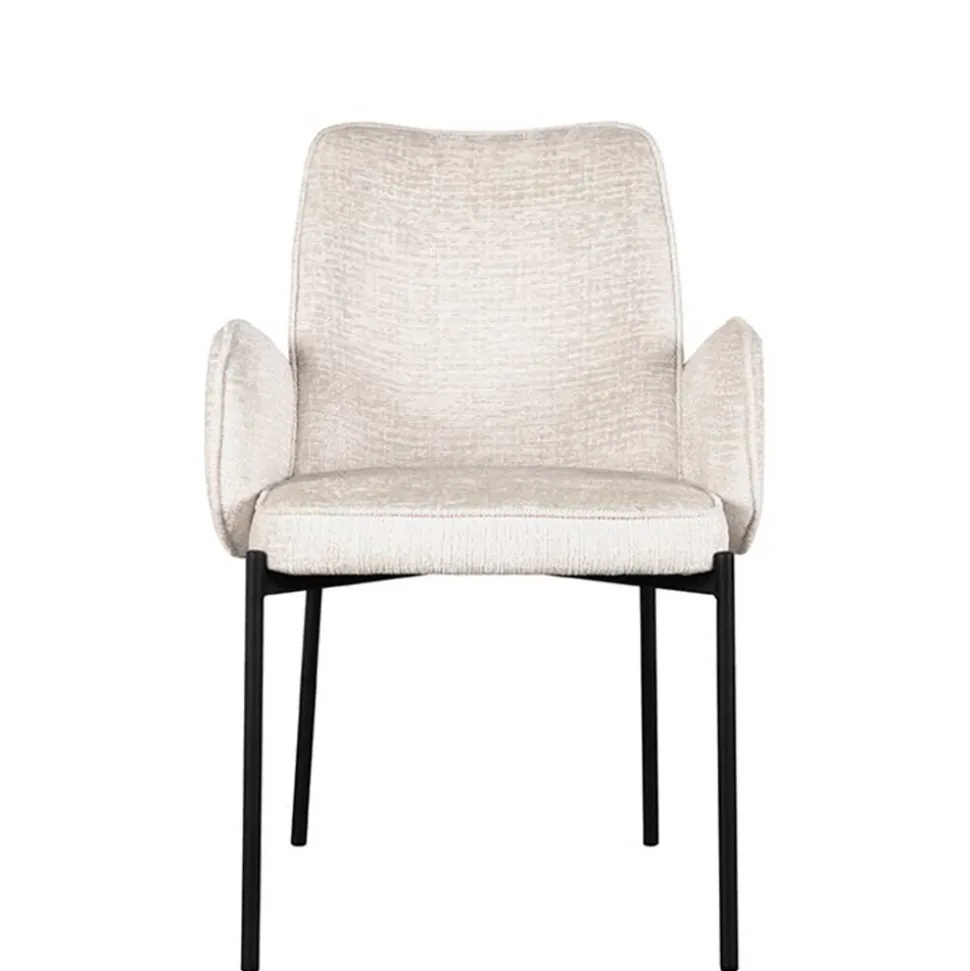 Stuhl in Cremeweiß Struktursamt - Propanja (2er Set)