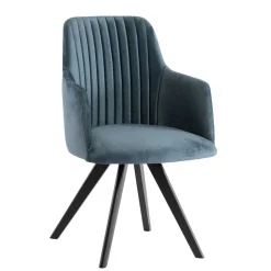 Stuhl mit Armlehnen in Blau Webstoff - Romance