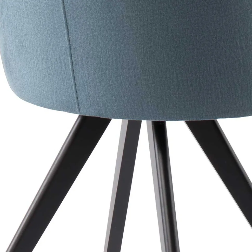 Stuhl mit Armlehnen in Blau Webstoff - Romance