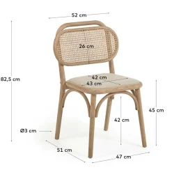 Stuhl mit Wiener Geflecht & Stoffsitz Beige - Fiorenza (2er Set)