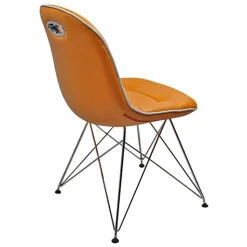 Stylische Design Essgruppe in Orange Wancora mit Kunstleder Stühlen (fünfteilig)