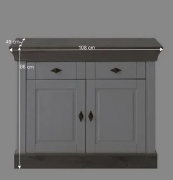 Stylische Flur Kommode Mirandesca in Weiß Grau