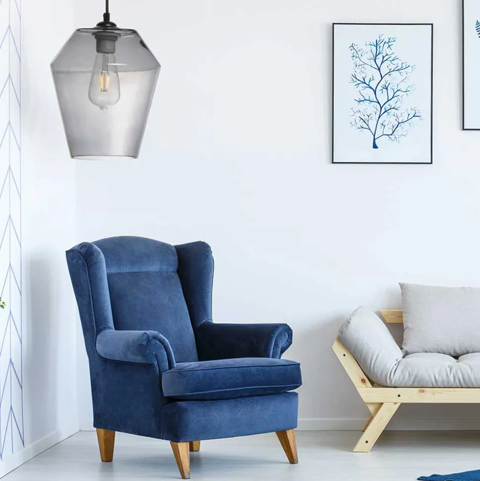 Stylische Pendelleuchte aus grauem Glas - Italo