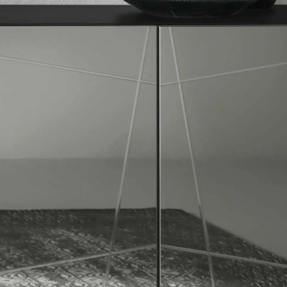 Stylisches Sideboard mit Spiegel Front in Rauchgrau - Odangelo