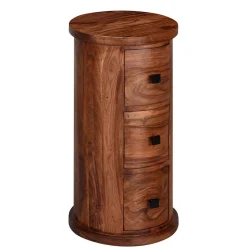 Säulenkommode aus Mangoholz mit drei Schubladen - Active