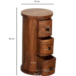 Säulenkommode aus Mangoholz mit drei Schubladen - Active