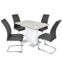 Säulentisch & Schwingstühle Kombi - Bogna (fünfteilig)