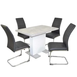 Säulentisch & Schwingstühle Kombi - Bogna (fünfteilig)