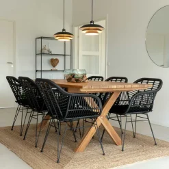 Teak Altholz Tisch & Kunstrattan Stühle - Dariofa (siebenteilig)