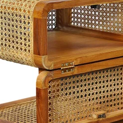 Teak Holz Nachtkommode mit Wiener Geflecht - Teako